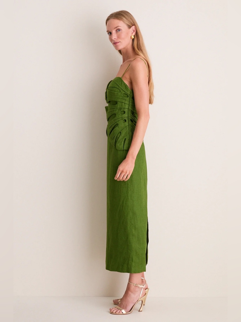 Farm Rio: Green Monstera Leaf Sleeveless Euroflax Premium Linen Maxi
Dress M - Picture 5 of 8